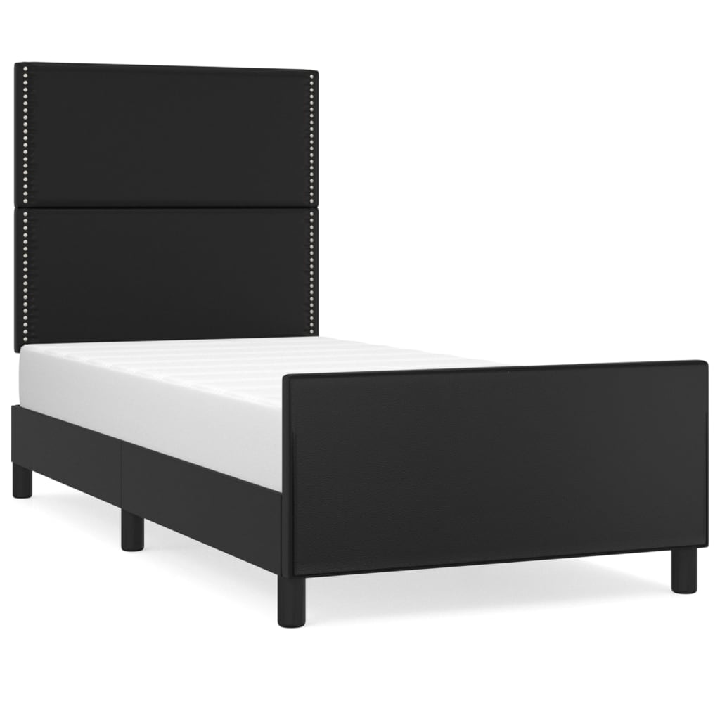 Okvir za krevet s uzglavljem crni 90x190 cm od umjetne kože