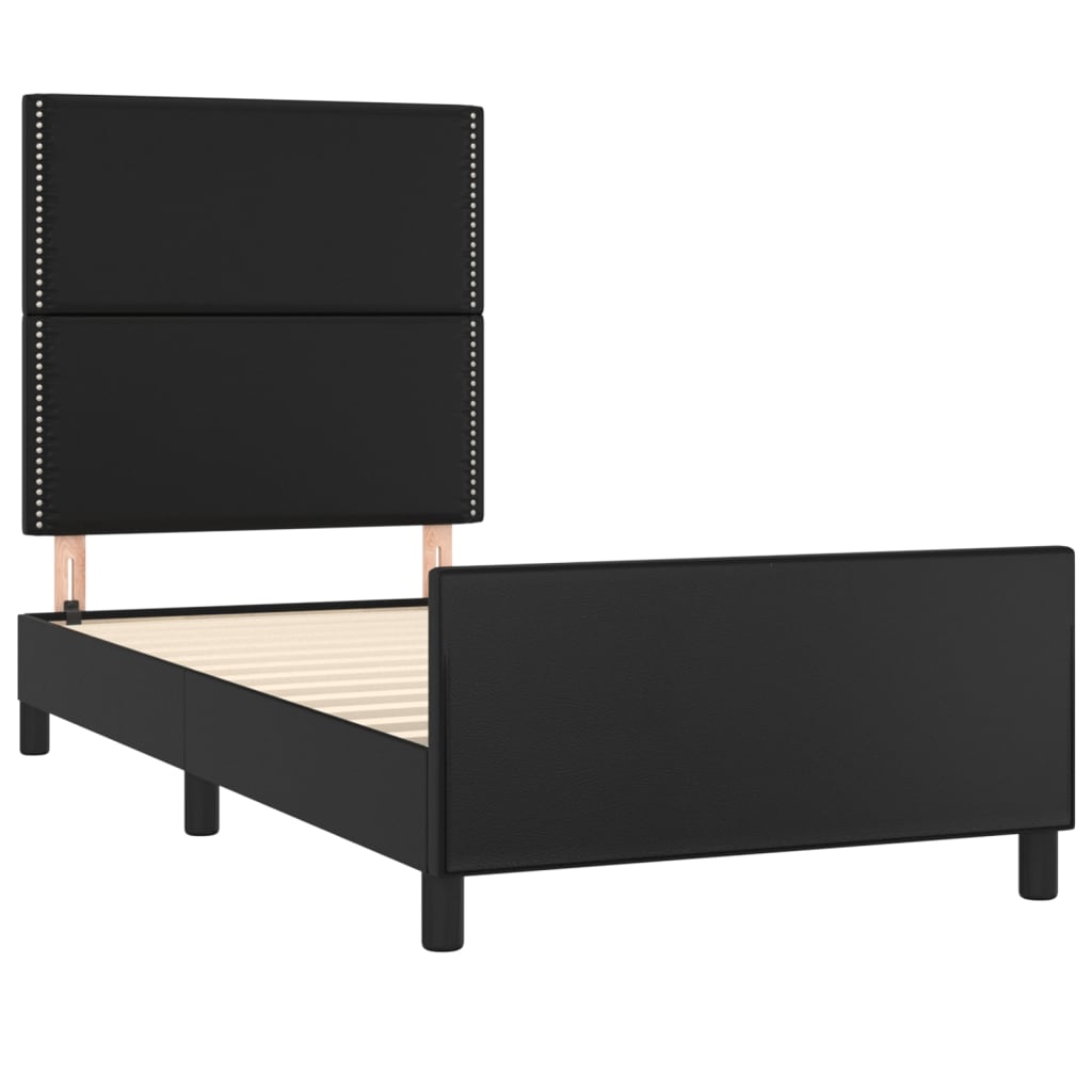 Okvir za krevet s uzglavljem crni 90x200 cm od umjetne kože