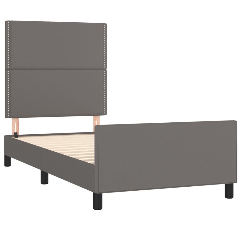 Okvir za krevet s uzglavljem sivi 90x200 cm od umjetne kože