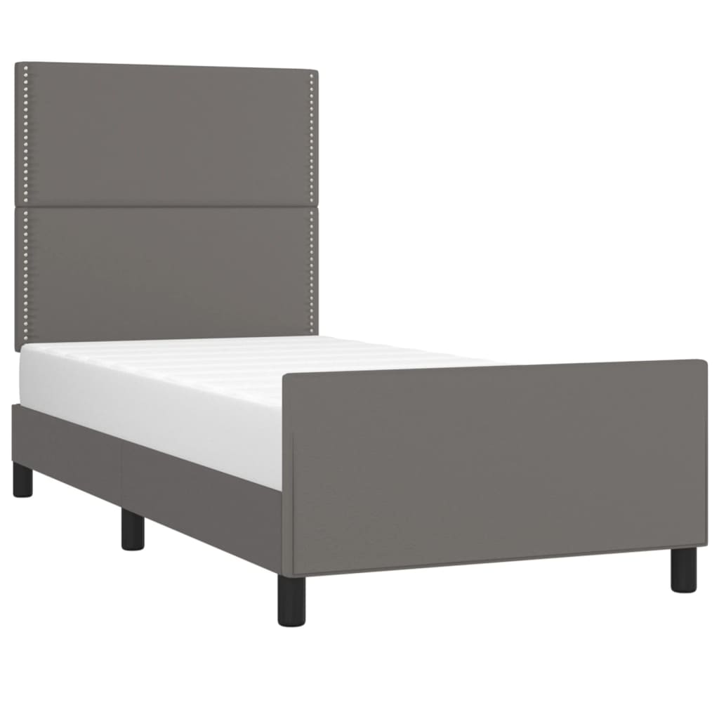 Okvir za krevet s uzglavljem sivi 100x200 cm od umjetne kože