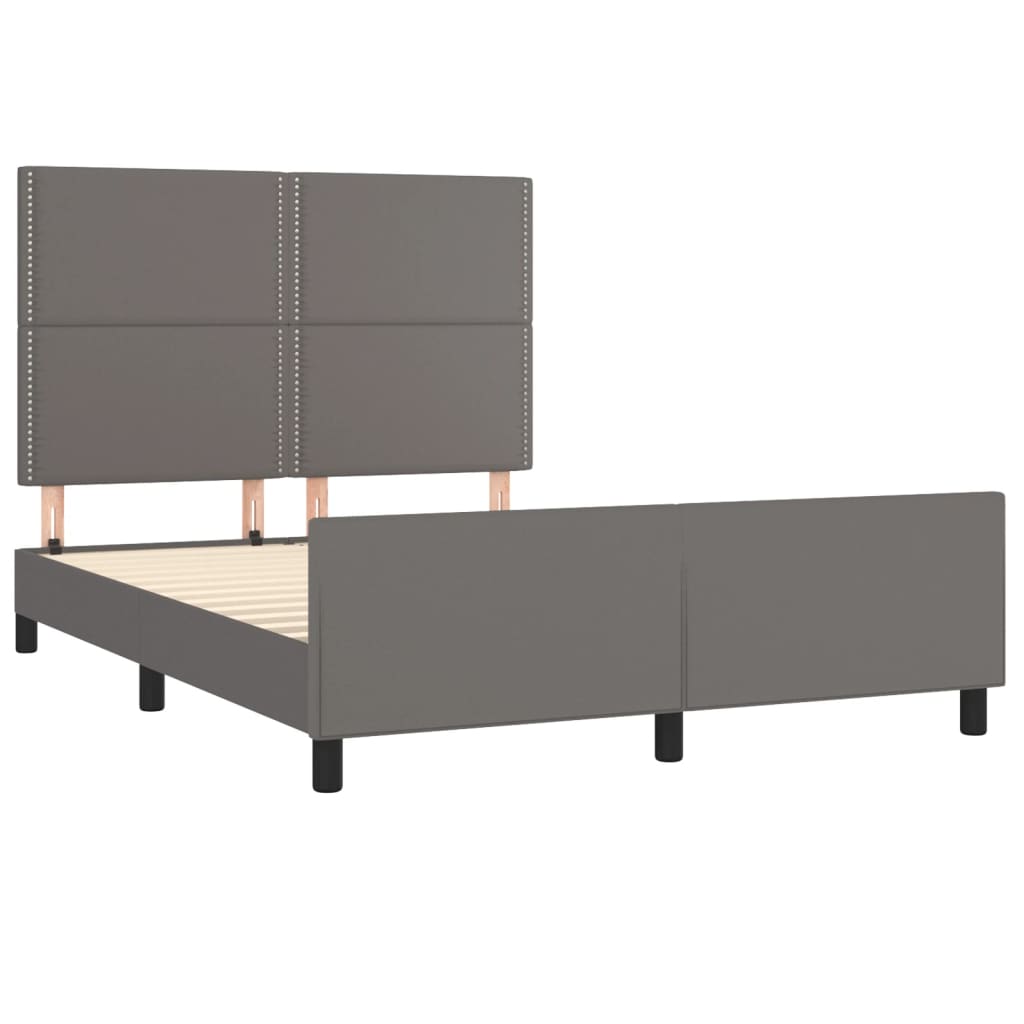 Okvir za krevet s uzglavljem sivi 140x190 cm od umjetne kože