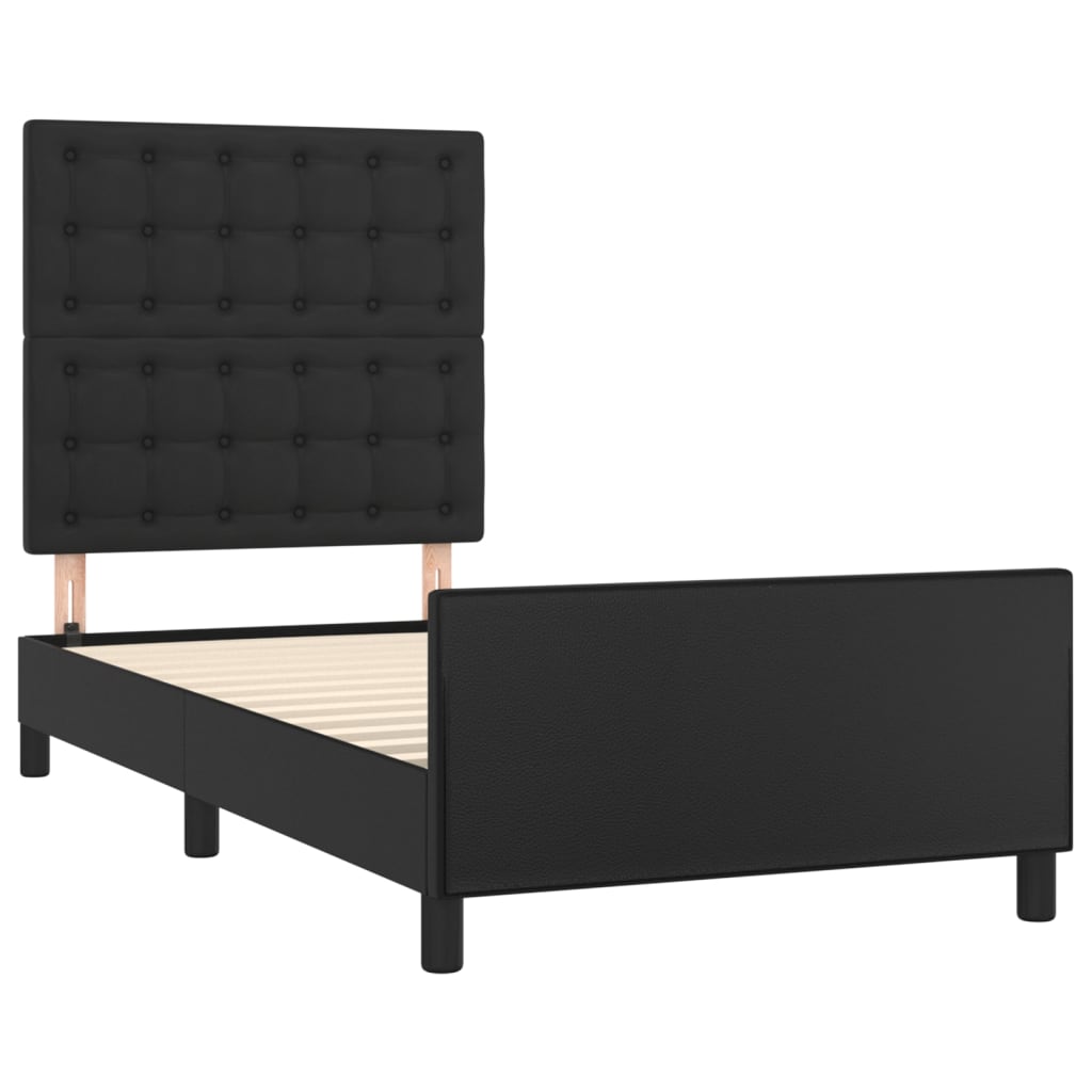 Okvir za krevet s uzglavljem crni 90x190 cm od umjetne kože
