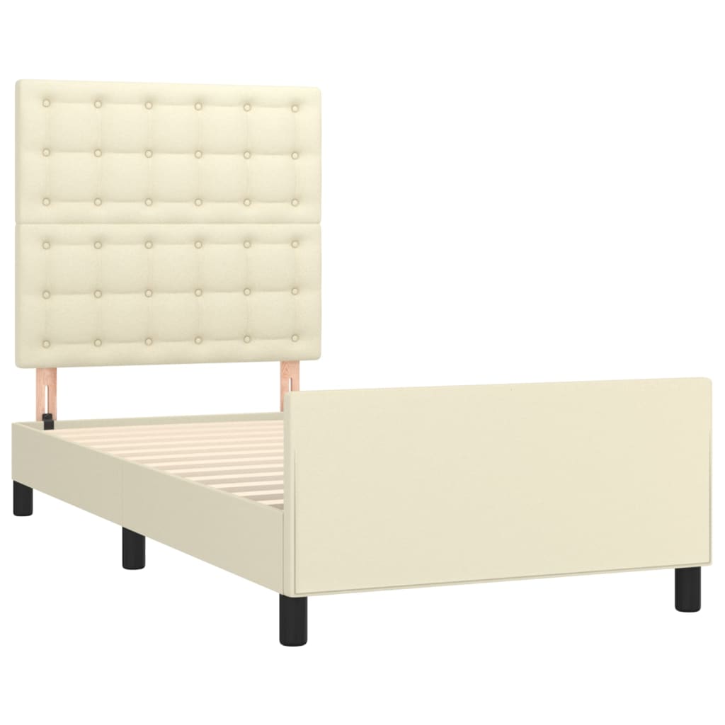 Okvir za krevet s uzglavljem krem 90x190 cm od umjetne kože