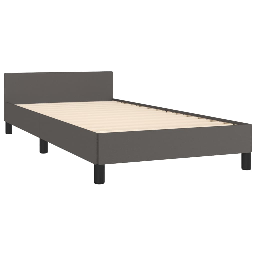 Okvir za krevet s uzglavljem sivi 90x190 cm od umjetne kože