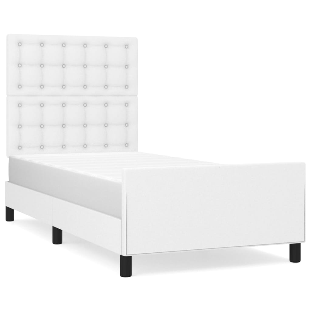 Okvir za krevet s uzglavljem bijela 90x200 cm od umjetne kože
