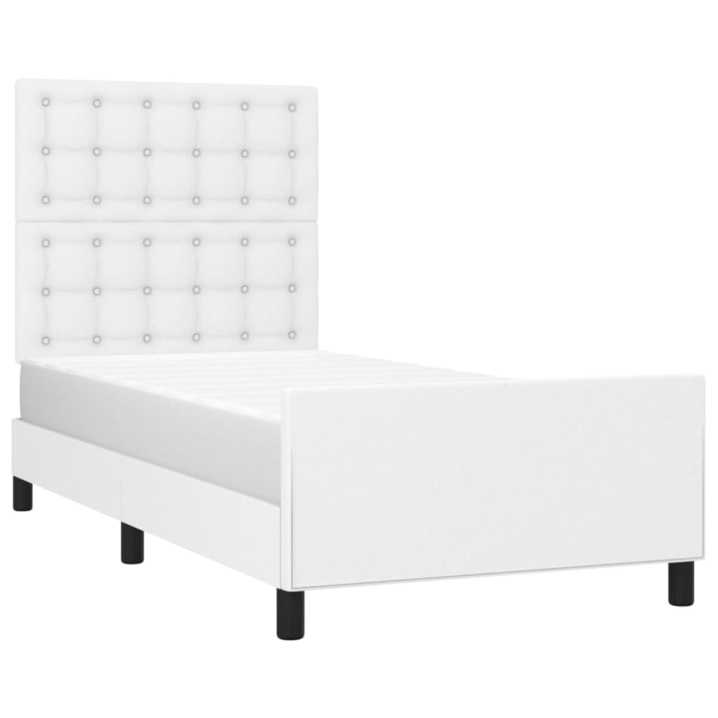 Okvir za krevet s uzglavljem bijela 90x200 cm od umjetne kože