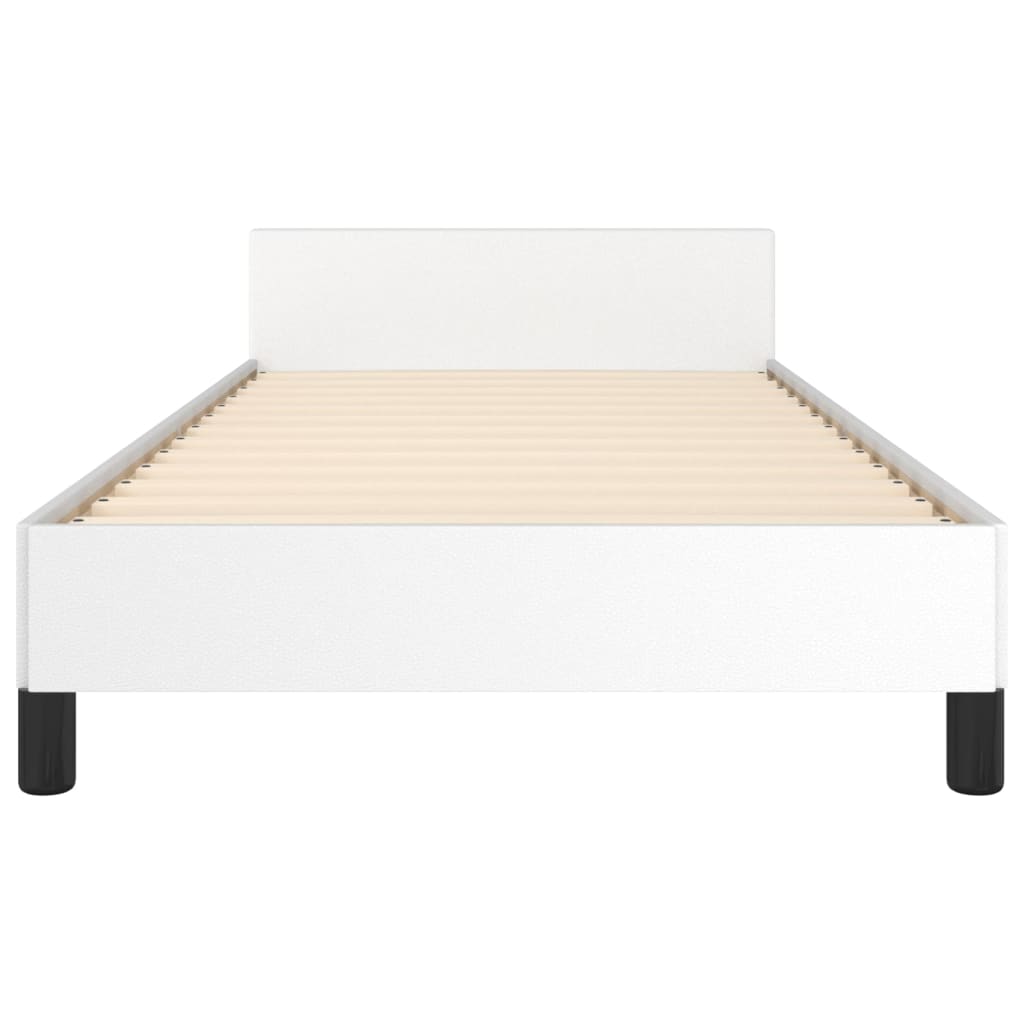 Okvir za krevet s uzglavljem bijela 90x200 cm od umjetne kože