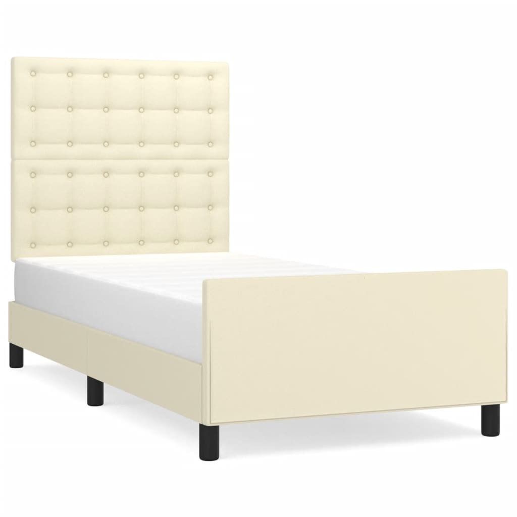Okvir za krevet s uzglavljem krem 90x200 cm od umjetne kože