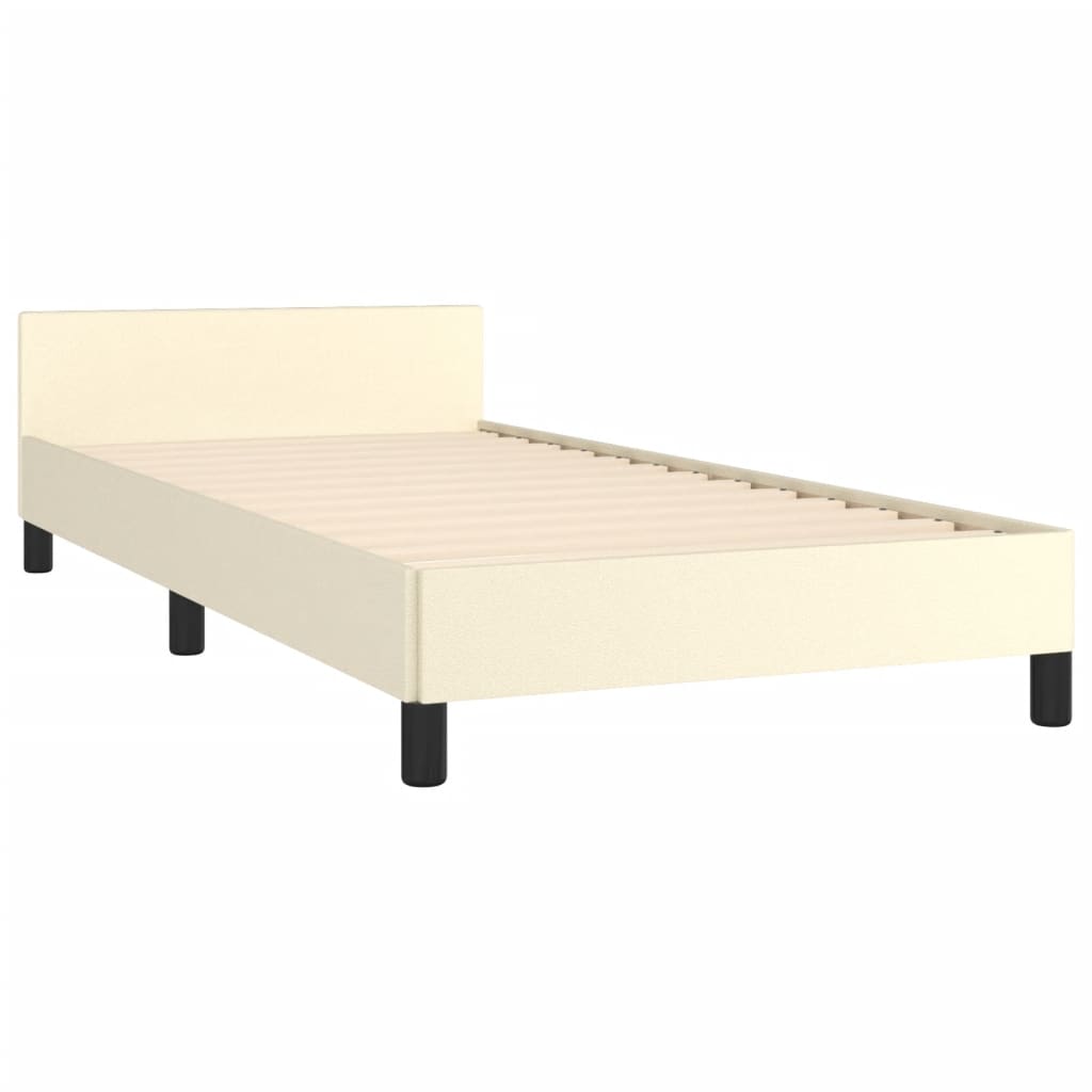 Okvir za krevet s uzglavljem krem 90x200 cm od umjetne kože