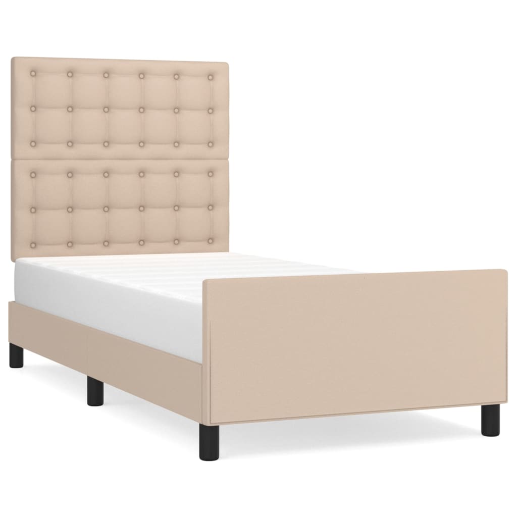 Okvir za krevet s uzglavljem cappuccino 90x200 cm umjetna koža