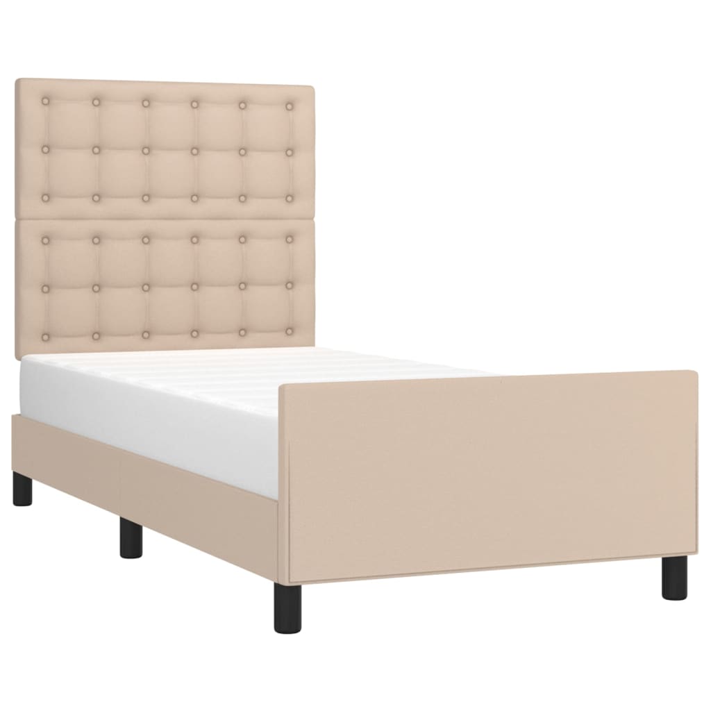 Okvir za krevet s uzglavljem cappuccino 90x200 cm umjetna koža