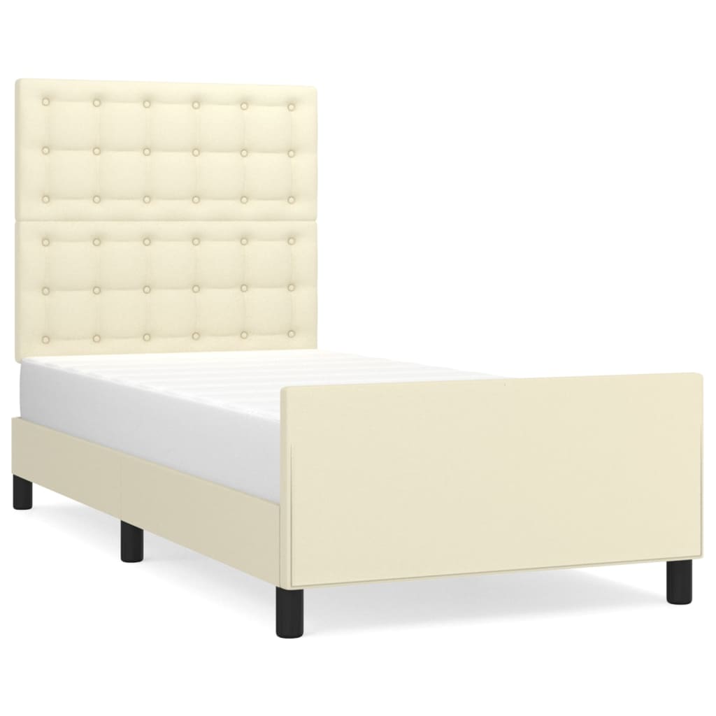 Okvir za krevet s uzglavljem krem 100x200 cm od umjetne kože