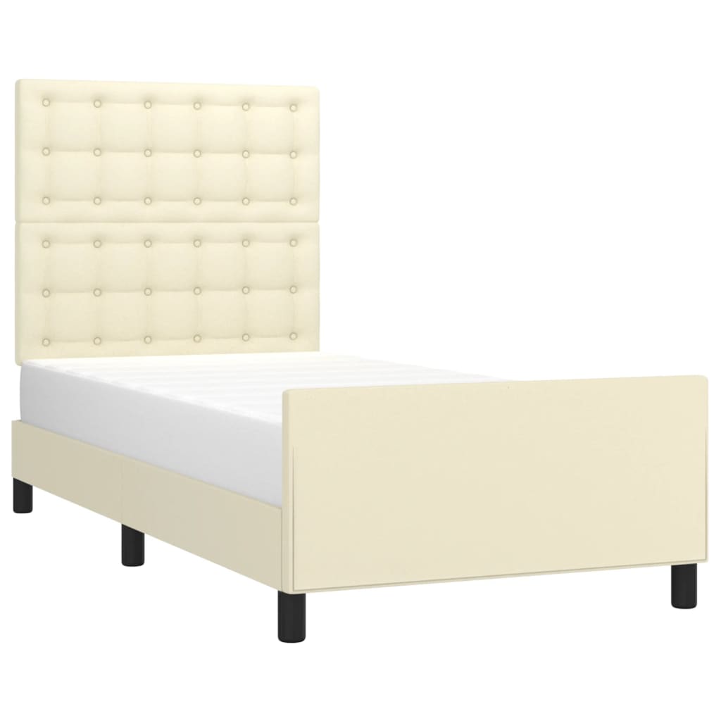 Okvir za krevet s uzglavljem krem 100x200 cm od umjetne kože