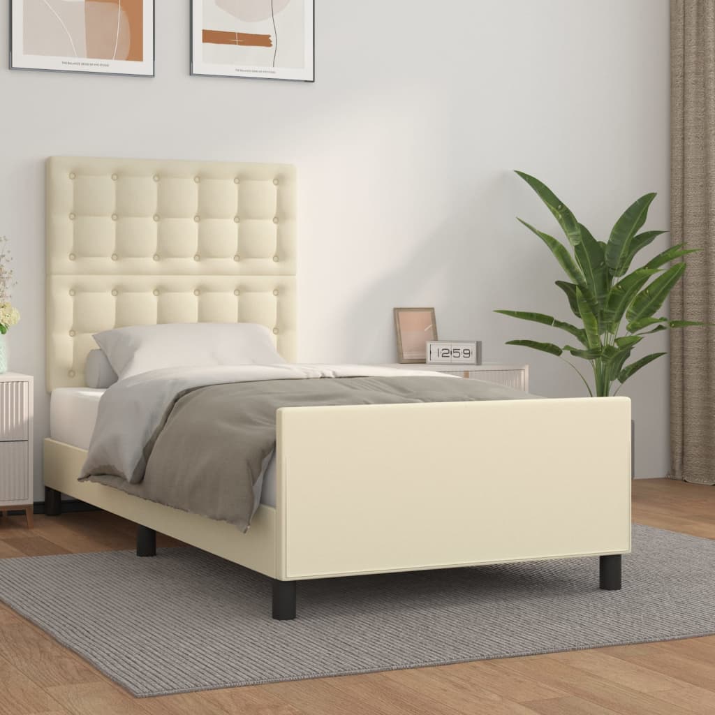 Okvir za krevet s uzglavljem krem 100x200 cm od umjetne kože