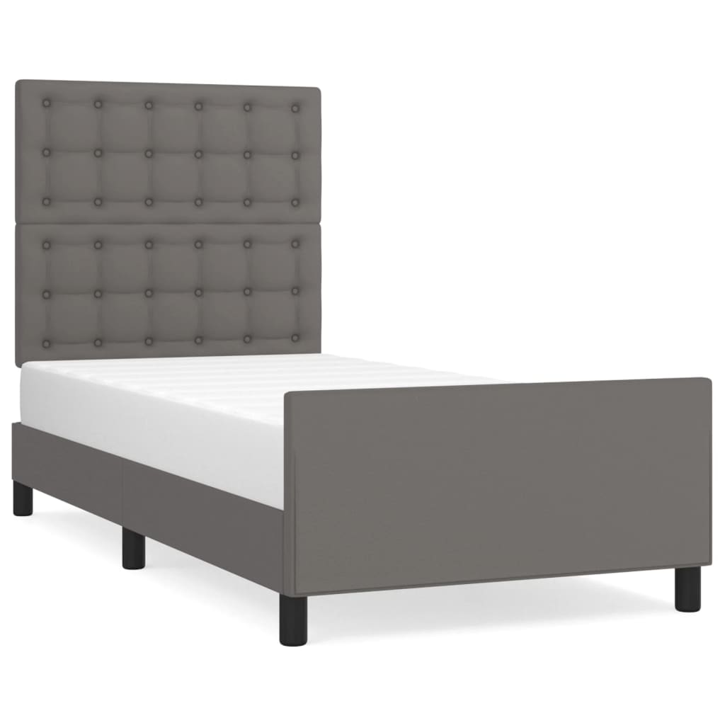 Okvir za krevet s uzglavljem sivi 100x200 cm od umjetne kože