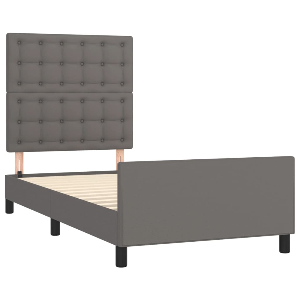 Okvir za krevet s uzglavljem sivi 100x200 cm od umjetne kože