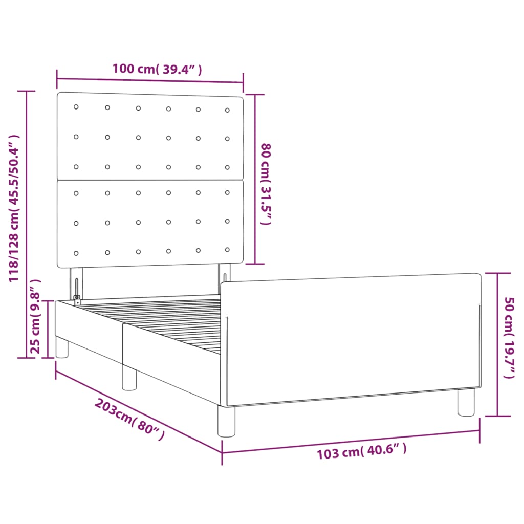 Okvir za krevet boja cappuccina 100x200 cm umjetna koža