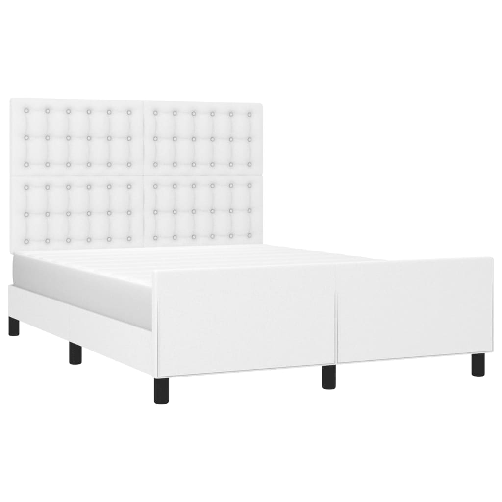 Okvir za krevet s uzglavljem bijeli 140x190 cm od umjetne kože
