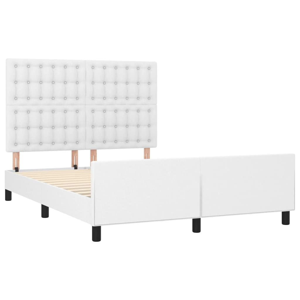 Okvir za krevet s uzglavljem bijeli 140x190 cm od umjetne kože