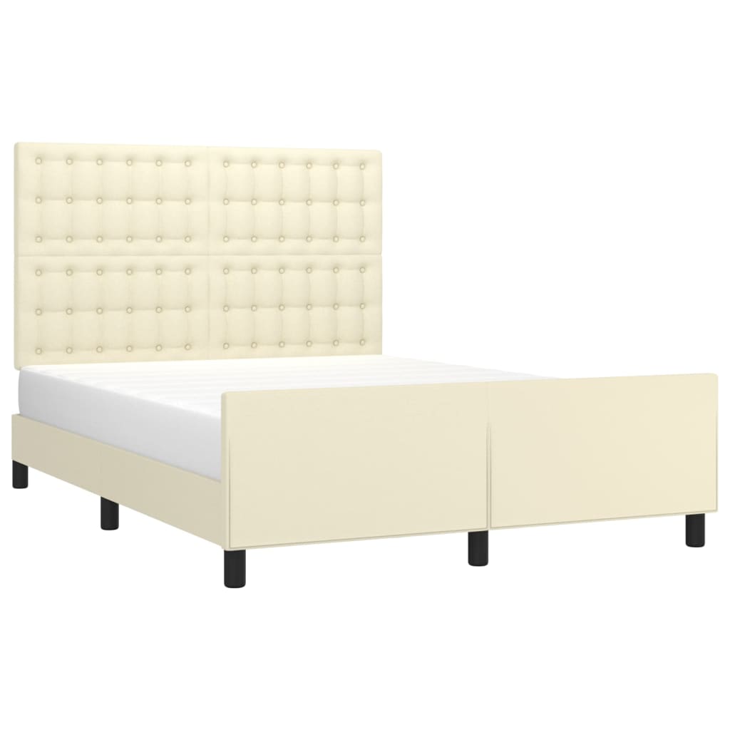Okvir za krevet s uzglavljem krem 140x190 cm od umjetne kože
