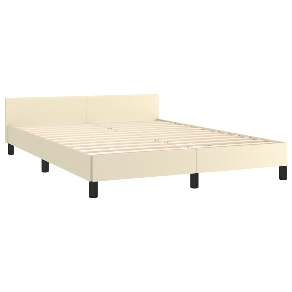 Okvir za krevet s uzglavljem krem 140x190 cm od umjetne kože