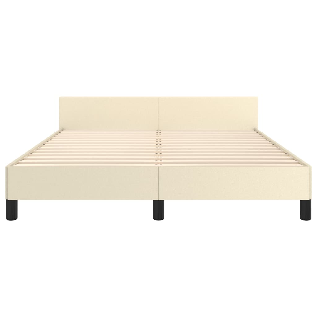 Okvir za krevet s uzglavljem krem 140x190 cm od umjetne kože