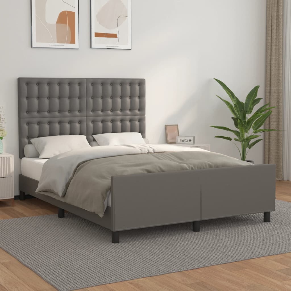 Okvir za krevet s uzglavljem sivi 140x190 cm od umjetne kože