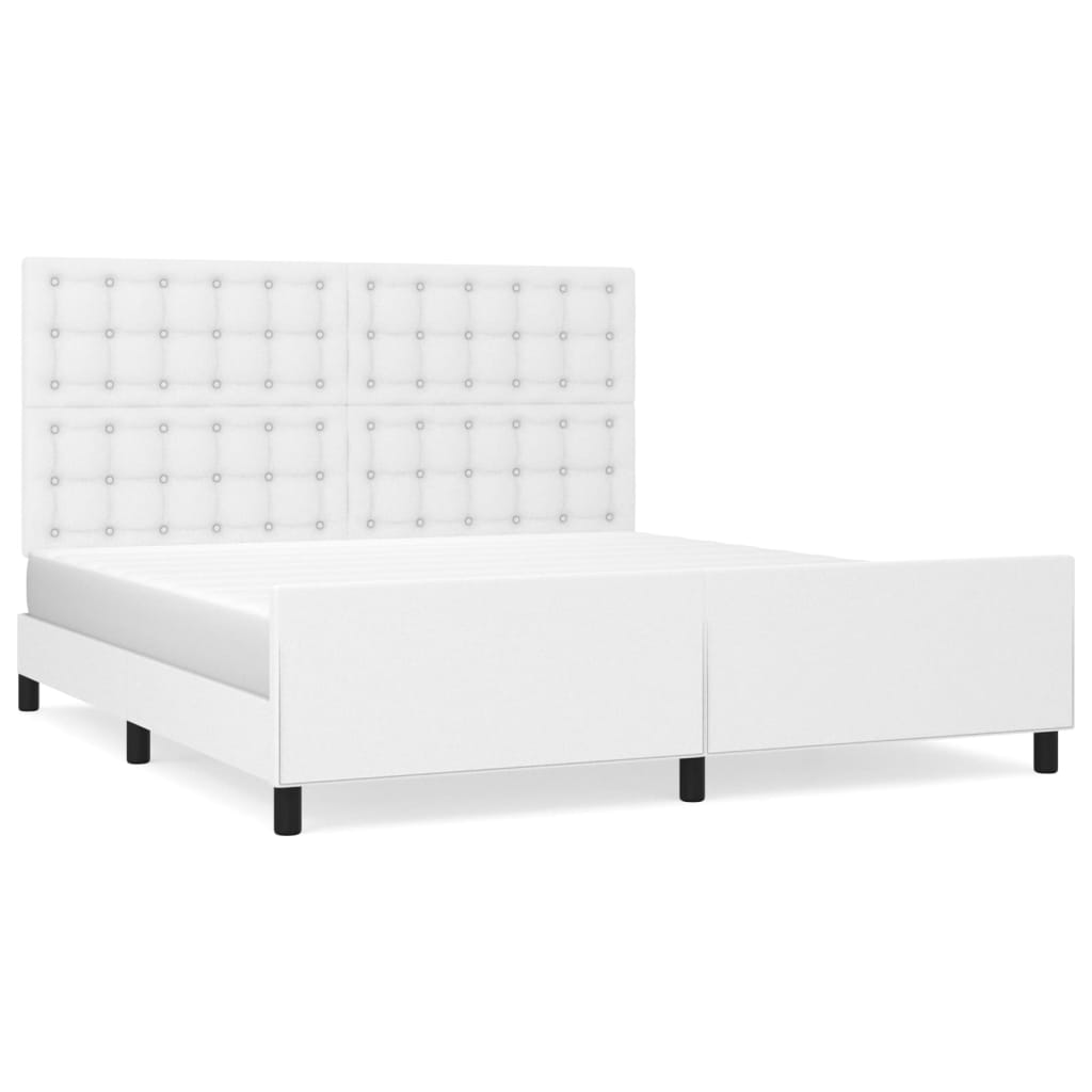 Okvir za krevet s uzglavljem bijeli 160x200 cm od umjetne kože