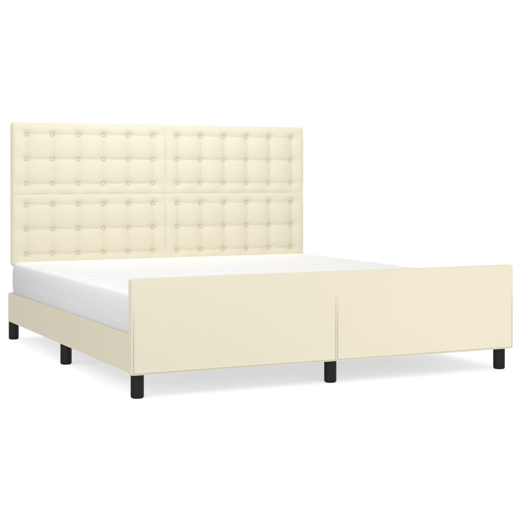 Okvir za krevet s uzglavljem krem 160x200 cm od umjetne kože