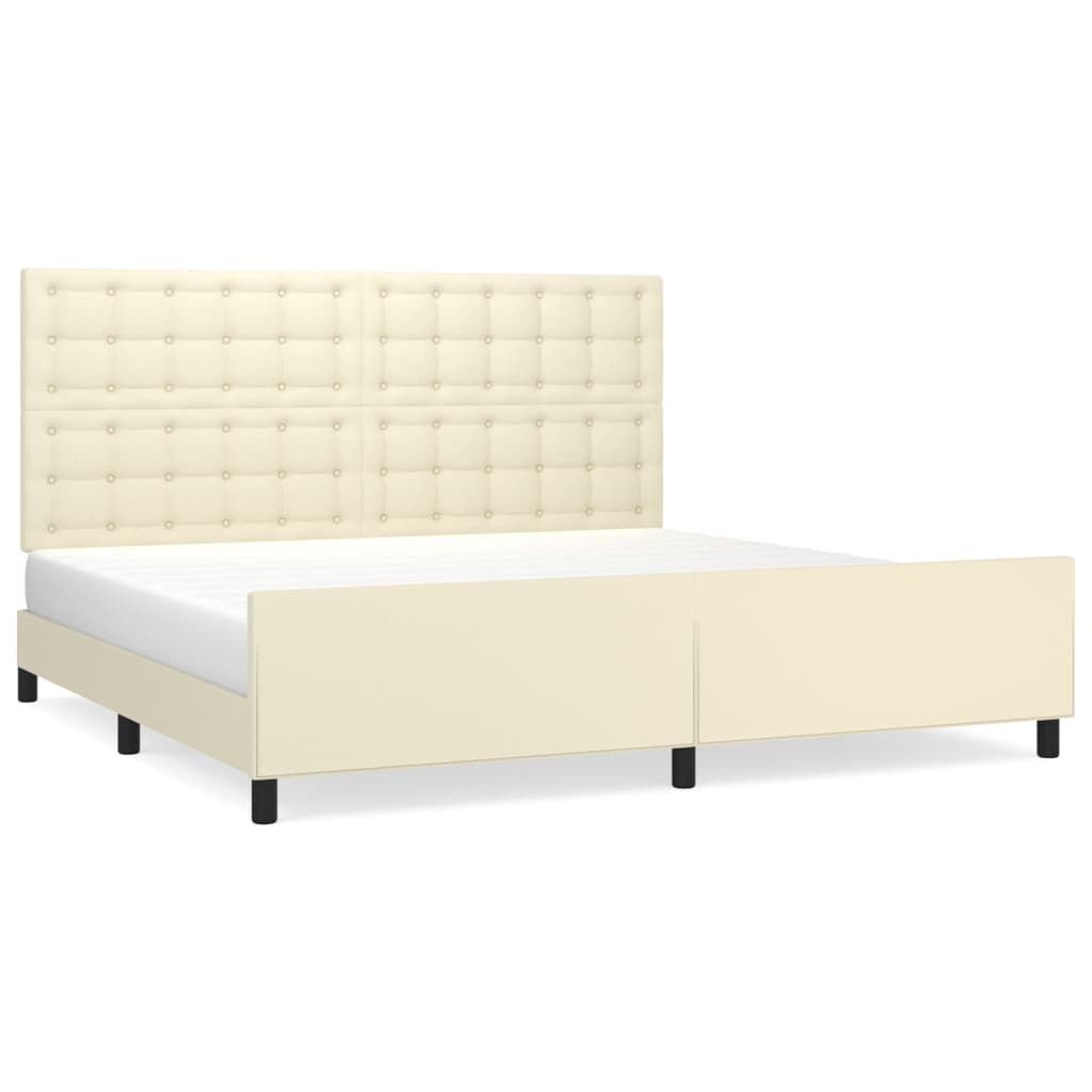Okvir za krevet s uzglavljem krem 200x200 cm od umjetne kože