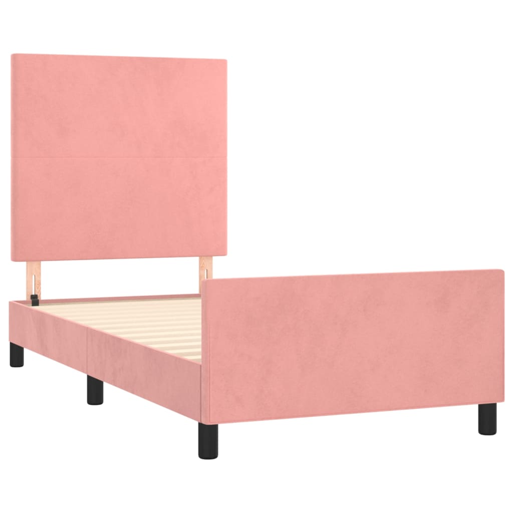 Okvir za krevet s uzglavljem ružičasti 90x190 cm baršunasti