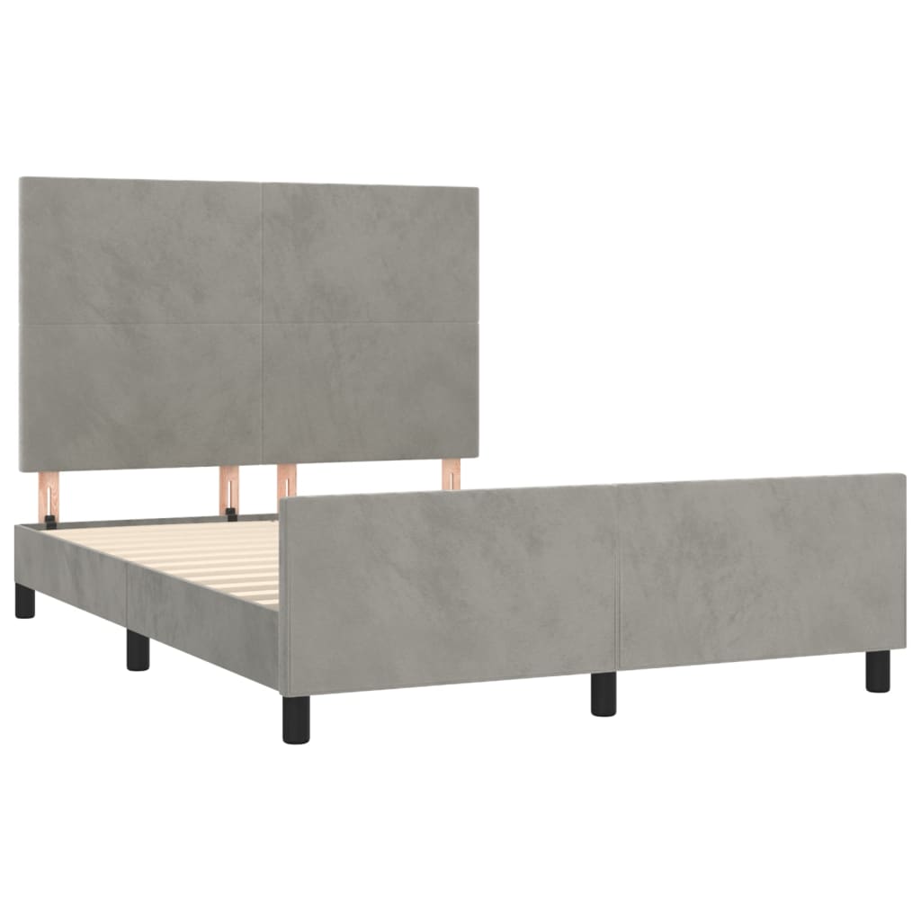 Okvir za krevet bez madraca svjetlosivi 140 x 190 cm baršunasti