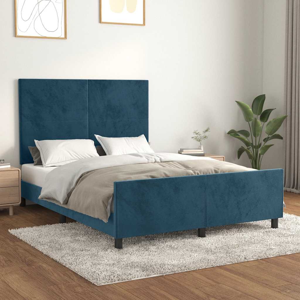 Okvir za krevet bez madraca tamnoplavi 140x190 cm baršunasti