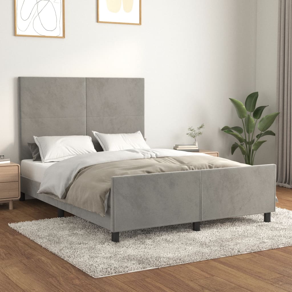 Okvir za krevet bez madraca svjetlosivi 140x200 cm baršunasti