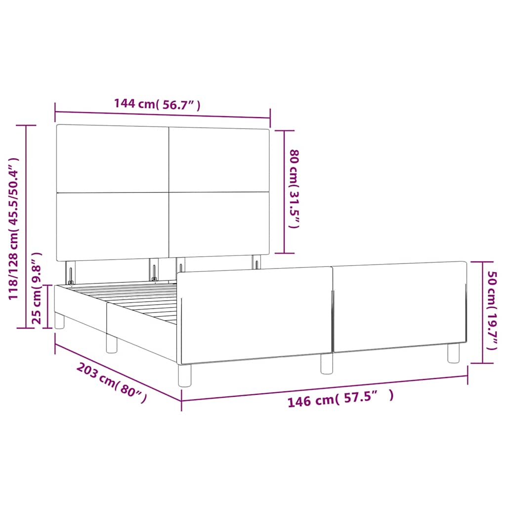 Okvir za krevet bez madraca tamnozeleni 140x200 cm baršunasti