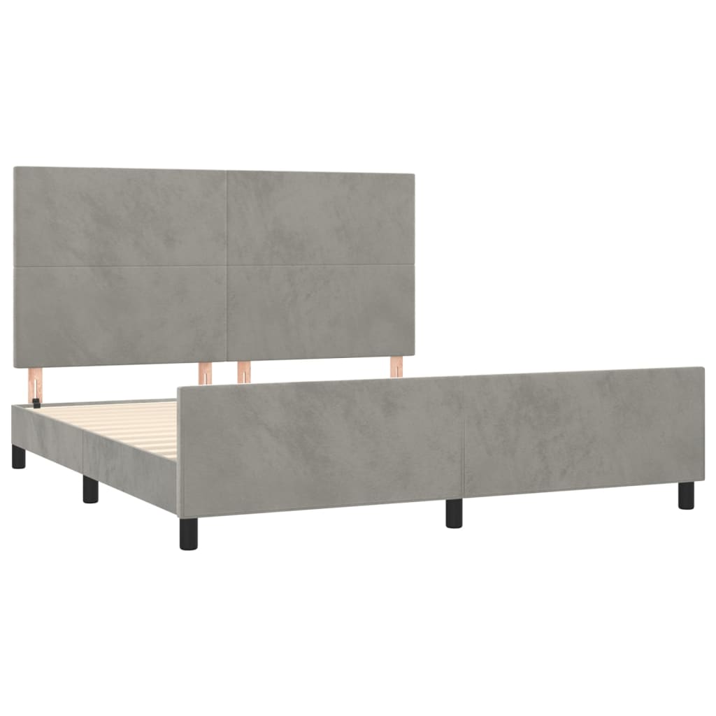Okvir za krevet s uzglavljem svjetlosivi 180x200 cm baršunasti