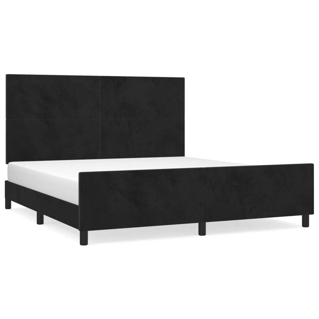 Okvir za krevet s uzglavljem crni 180x200 cm baršunasti