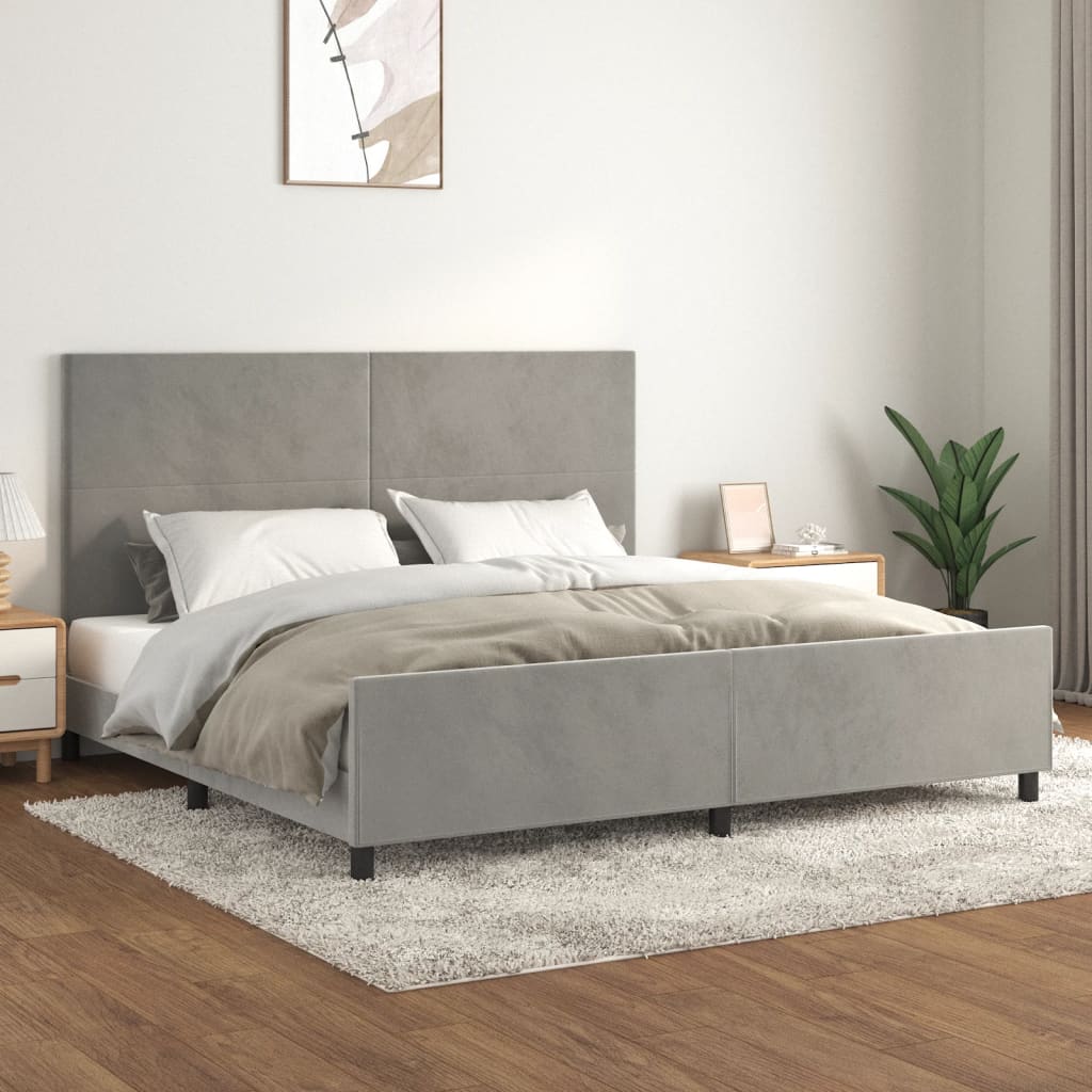 Okvir za krevet bez madraca svjetlosivi 200 x 200 cm baršunasti