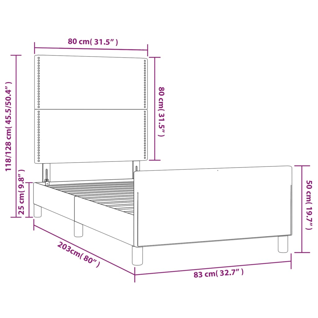 Okvir za krevet bez madraca tamnosivi 80x200 cm baršunasti