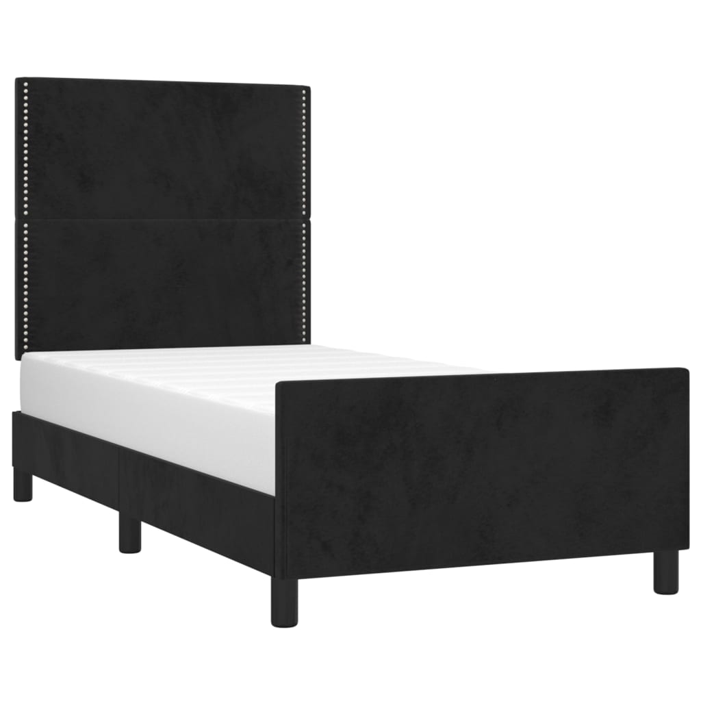 Okvir za krevet s uzglavljem crni 90x190 cm baršunasti