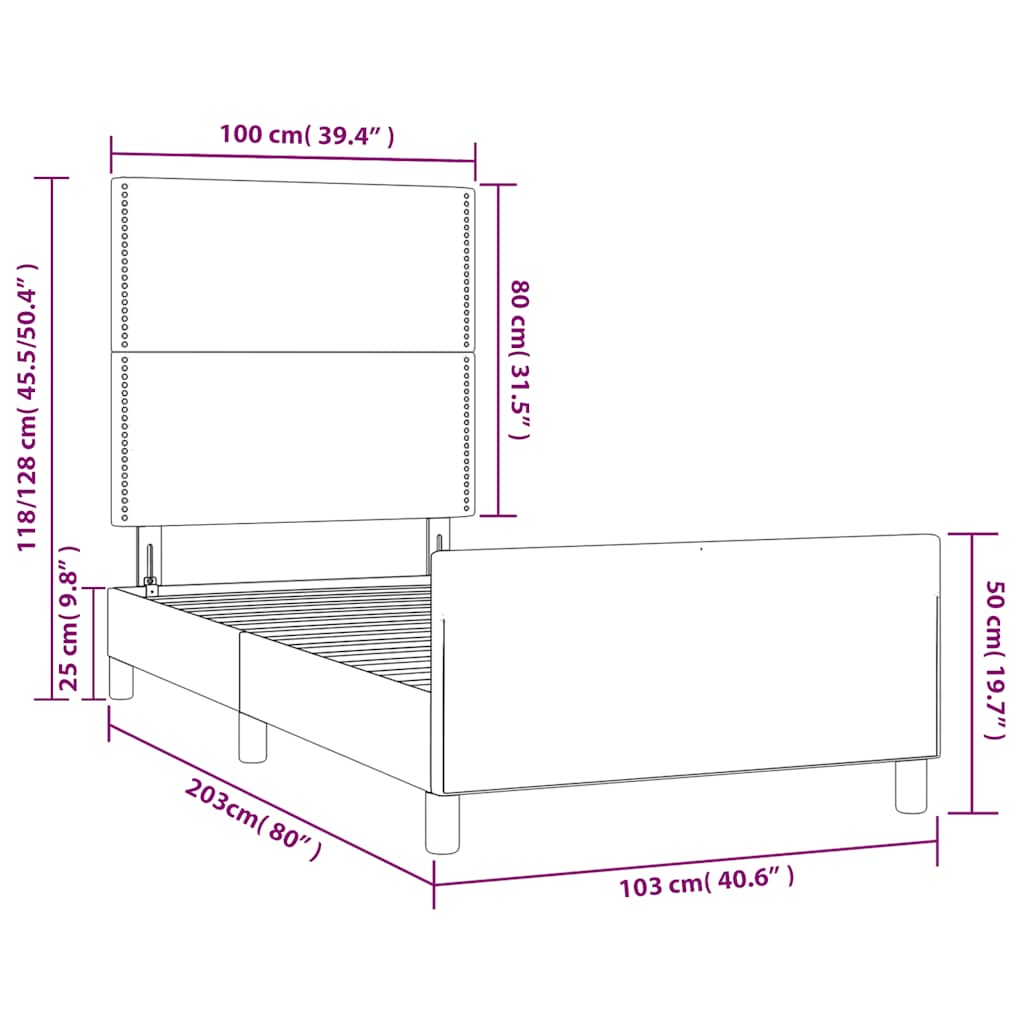 Okvir za krevet bez madraca tamnoplavi 100x200 cm baršunasti