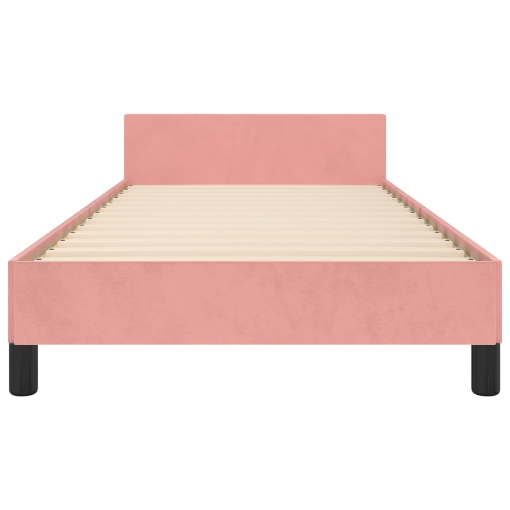 Okvir za krevet s uzglavljem ružičasti 100x200 cm baršunasti