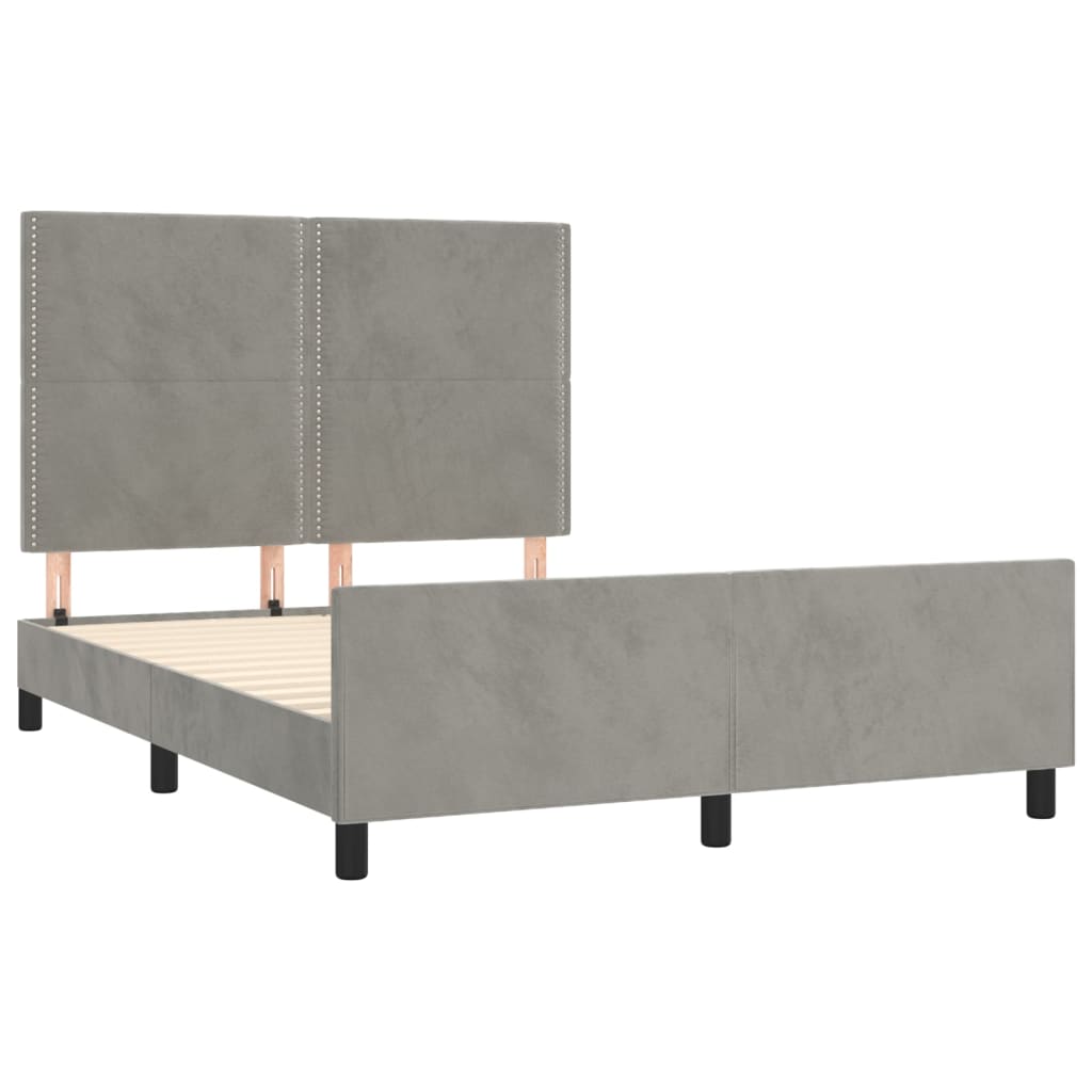 Okvir za krevet bez madraca svjetlosivi 140 x 190 cm baršunasti