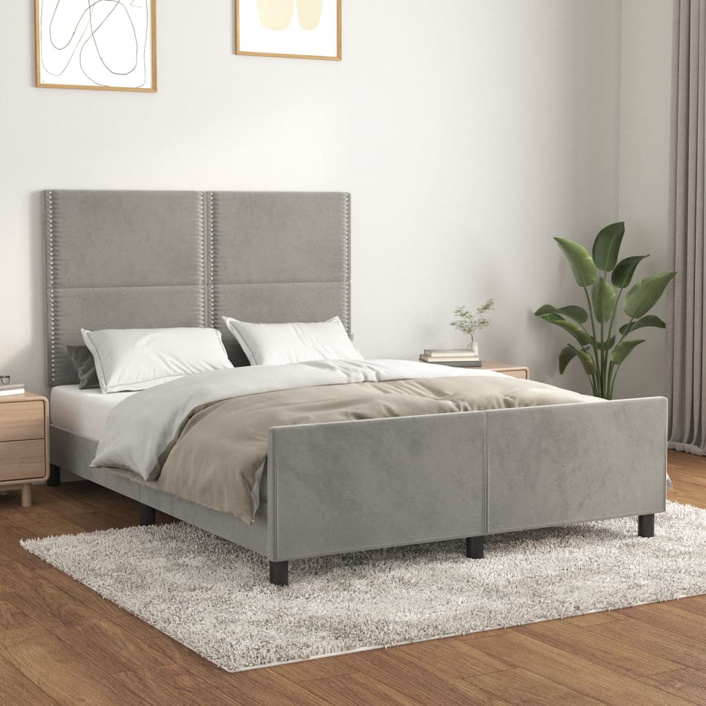 Okvir za krevet bez madraca svjetlosivi 140 x 190 cm baršunasti