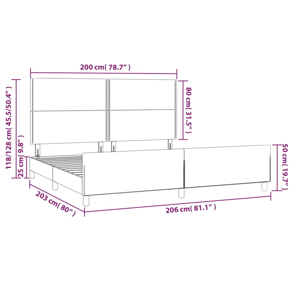 Okvir za krevet bez madraca crni 200x200 cm baršunasti