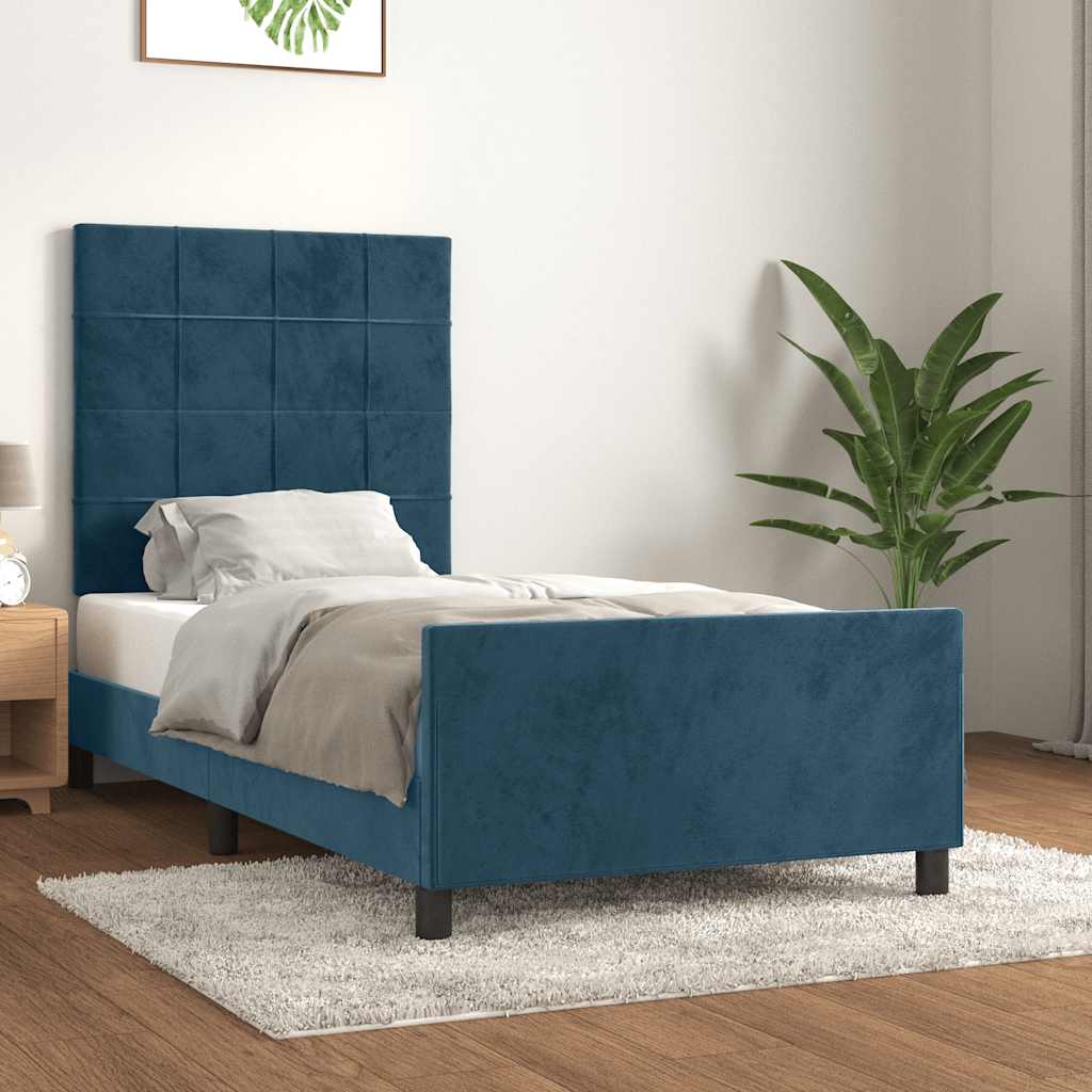 Okvir za krevet bez madraca tamnoplavi 90x190 cm baršunasti