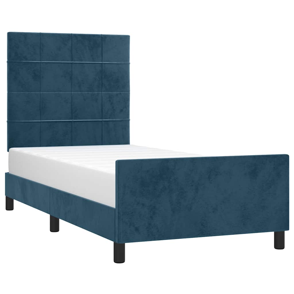 Okvir za krevet bez madraca tamnoplavi 90x200 cm baršunasti