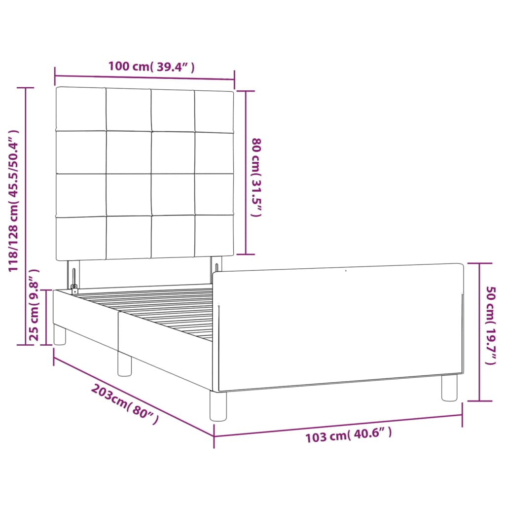 Okvir za krevet s uzglavljem ružičasti 100x200 cm baršunasti