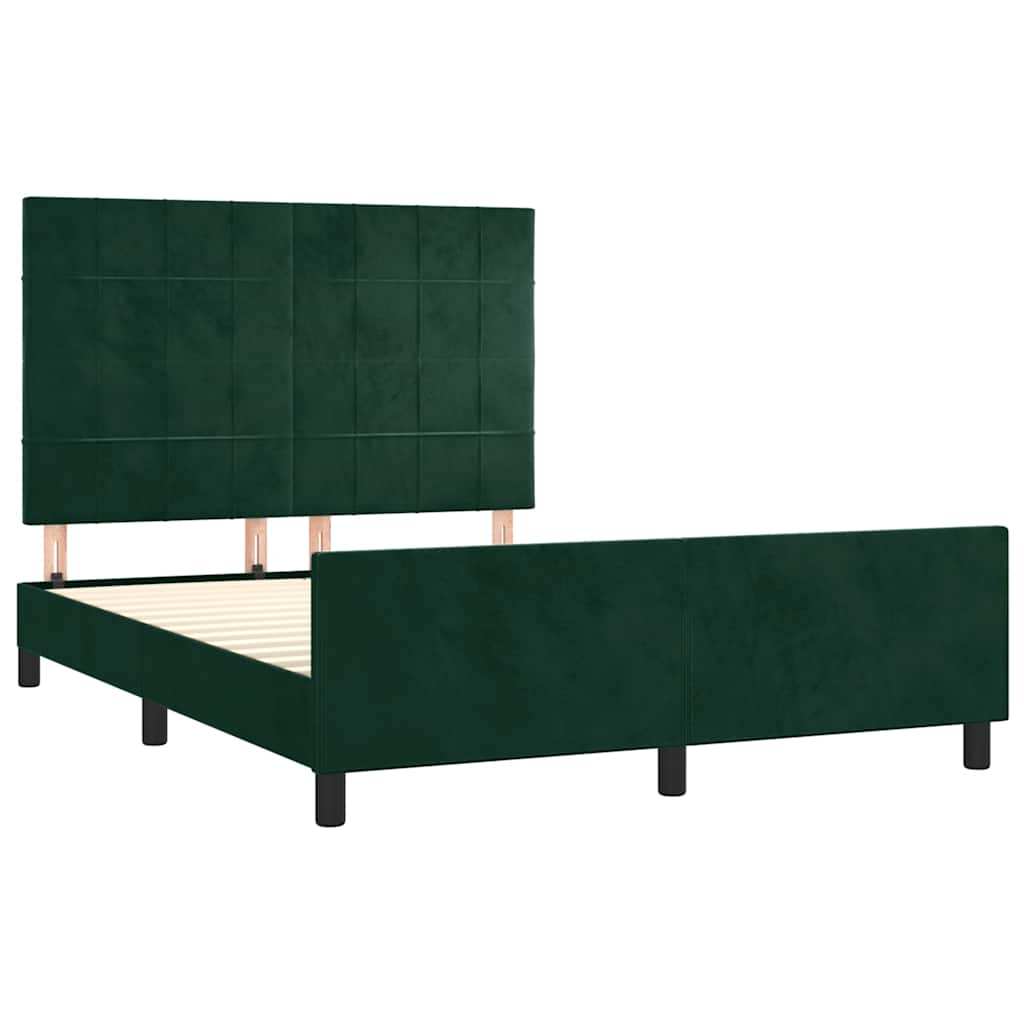 Okvir za krevet bez madraca tamnozeleni 140x190 cm baršunasti