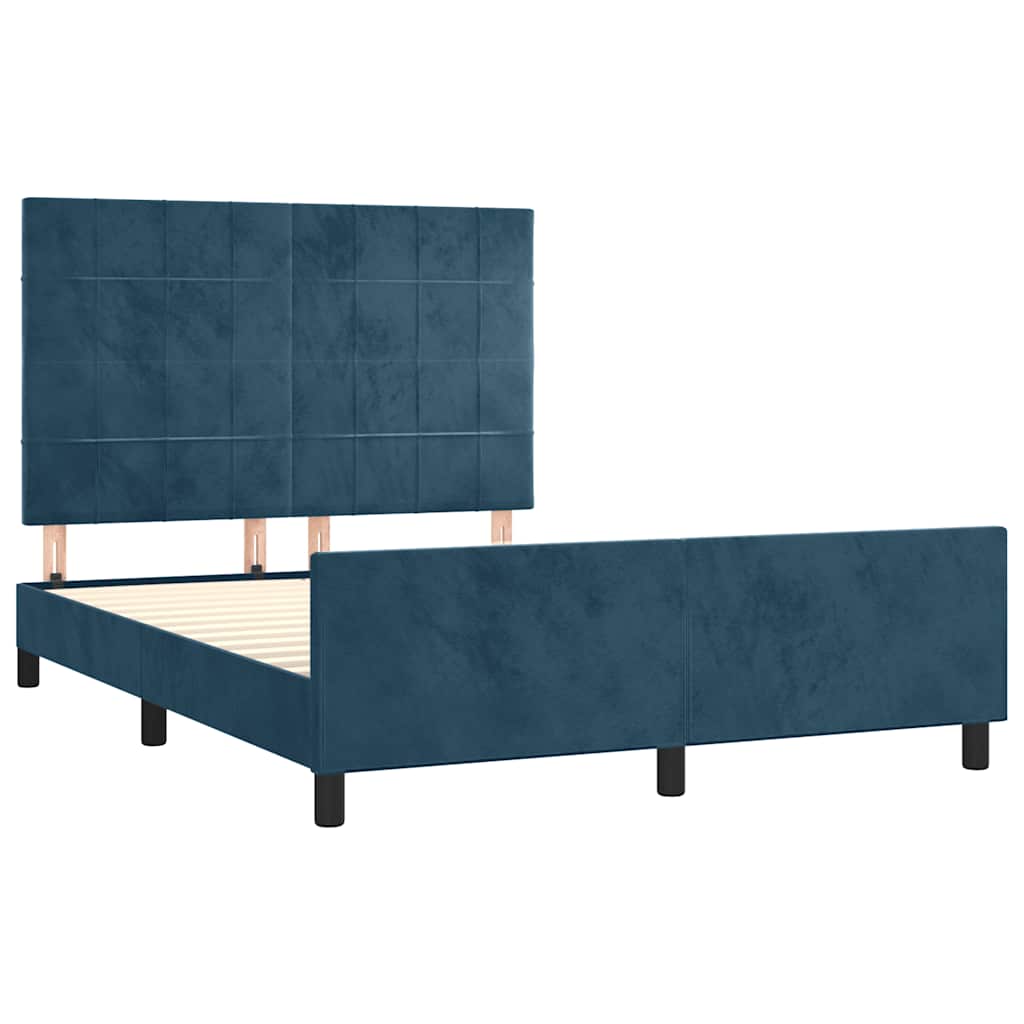 Okvir za krevet bez madraca tamnoplavi 140x190 cm baršunasti